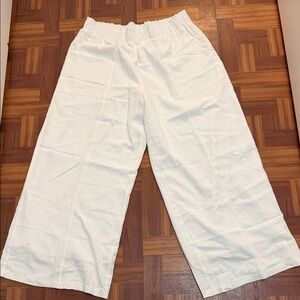 Kids Wide-Leg Elastic Waist White Pants